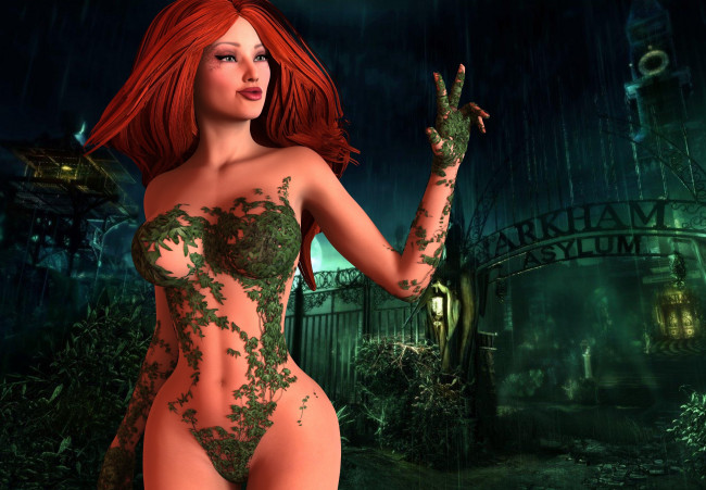 Обои картинки фото 3д графика, фантазия , fantasy, девушка, взгляд, фон, рыжая, лесная