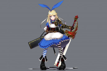 Картинка аниме оружие +техника +технологии девушка фон взгляд