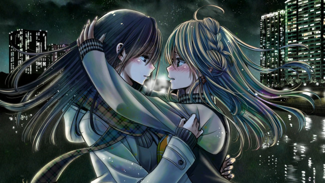 Обои картинки фото citrus, аниме, девушки, фон, взгляд