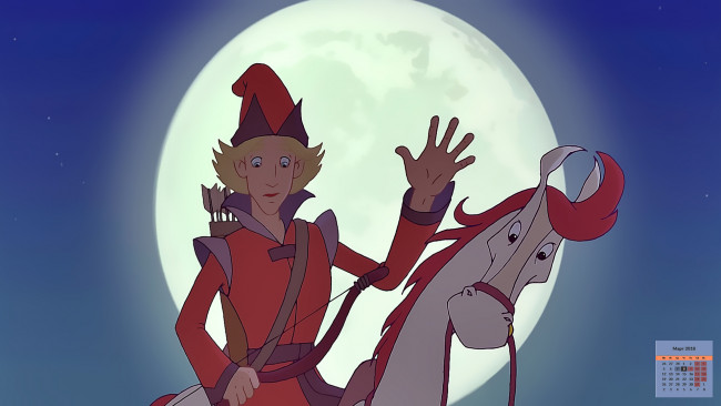 Обои картинки фото календари, кино,  мультфильмы, лошадь, луна, 2018, парень