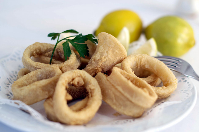Обои картинки фото еда, рыбные блюда,  с морепродуктами, кальмар