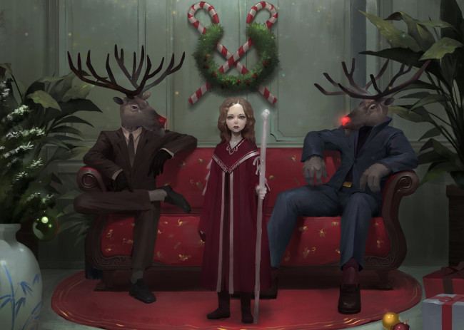 Обои картинки фото аниме, зима,  новый год,  рождество, рождество