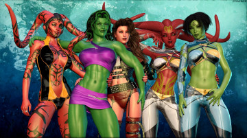 Картинка 3д+графика существа+ creatures взгляд девушки фон