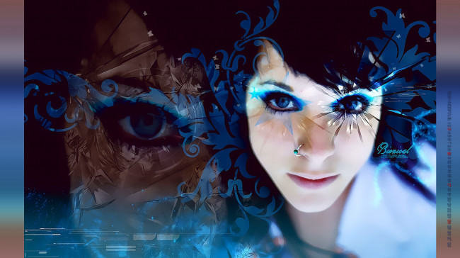 Обои картинки фото календари, фэнтези, образ, лицо, девушка, взгляд, пирсинг