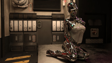 Картинка 3д+графика другое+ other девушка робот