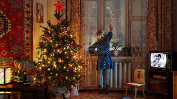 Картинка 3д+графика праздники+ holidays праздник ретро советский союз новый год