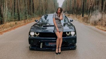 обоя автомобили, -авто с девушками, dodge, challenger