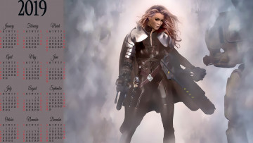 Картинка календари фэнтези женщина calendar девушка оружие 2019