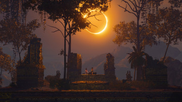 обоя видео игры, shadow of the tomb raider, eclipse, затмение, shadow, of, the, tomb, raider