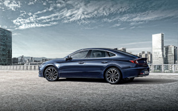 Картинка 2020+hyundai+sonata автомобили hyundai корейские sonata вид сзади синий экстерьер 2020 новая модель