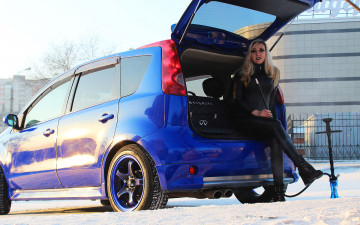 обоя автомобили, -авто с девушками, nissan, note, intigriti