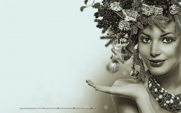 Картинка календари компьютерный+дизайн лицо calendar взгляд украшение девушка праздник венок 2019