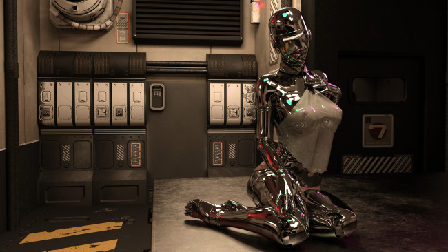 Обои картинки фото 3д графика, другое , other, девушка, робот