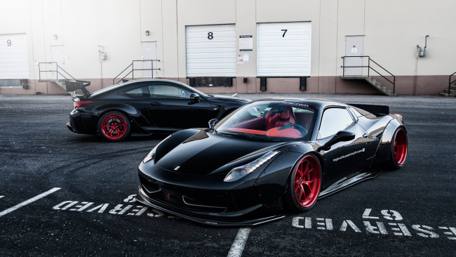 Обои картинки фото автомобили, ferrari, 458, italia, vs, lexus, rc, f