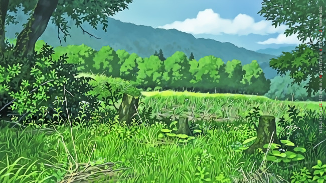 Обои картинки фото календари, аниме, 2020, деревья, день, calendar, зеленый, природа, трава, растение