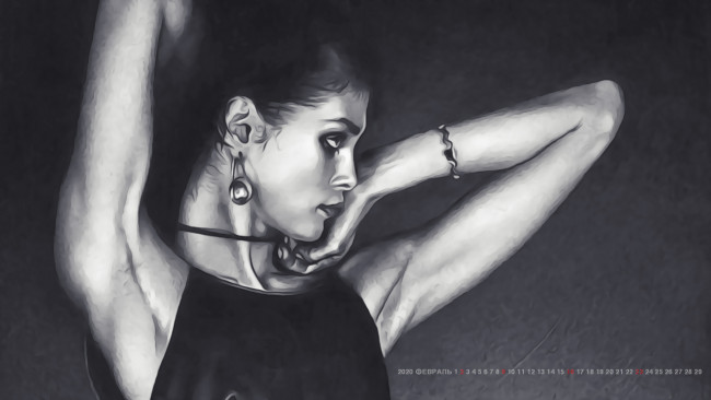 Обои картинки фото календари, компьютерный дизайн, 2020, девушка, украшение, серьги, calendar, женщина, профиль