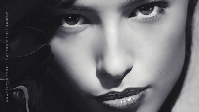 Обои картинки фото календари, компьютерный дизайн, calendar, 2020, лицо, взгляд, девушка, женщина