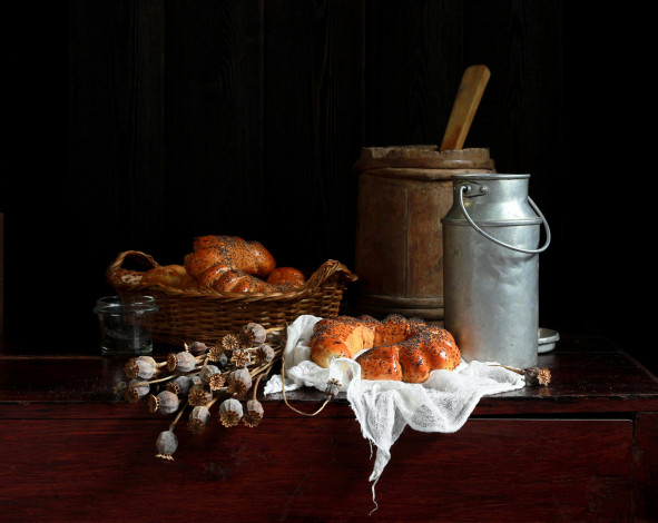 Обои картинки фото еда, хлеб,  выпечка, мак, сдоба, выпечка