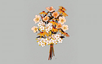 Картинка рисованное цветы букет