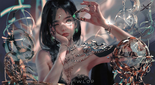 Обои картинки фото фэнтези, _ghost blade ,  призрачный клинок, девушка, когти, камень, приборы