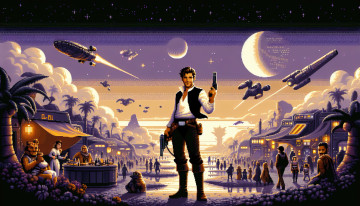 Картинка рисованное кино +мультфильмы han solo pixel art