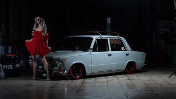 обоя автомобили, -авто с девушками, ваз, 2101, красивая, девушка