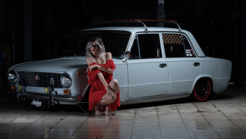 обоя автомобили, -авто с девушками, ваз, 2101, красивая, девушка