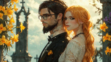 Картинка рисованное люди нейросети графика нейроарт ai art нейронные сети рисунки нейро искусство нейрографика graphics neuroart neural networks drawings neuro neurography harry+potter ginny+weasley гарри+поттер джинни+уизли свадьба венчание hinny