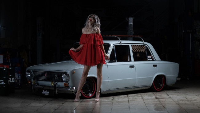 Обои картинки фото автомобили, -авто с девушками, ваз, 2101, красивая, девушка