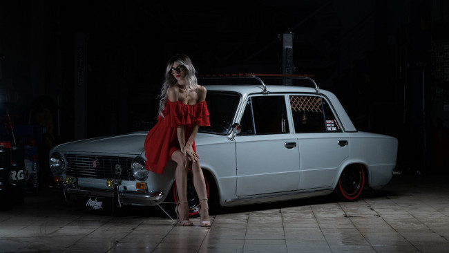Обои картинки фото автомобили, -авто с девушками, ваз, 2101, красивая, девушка