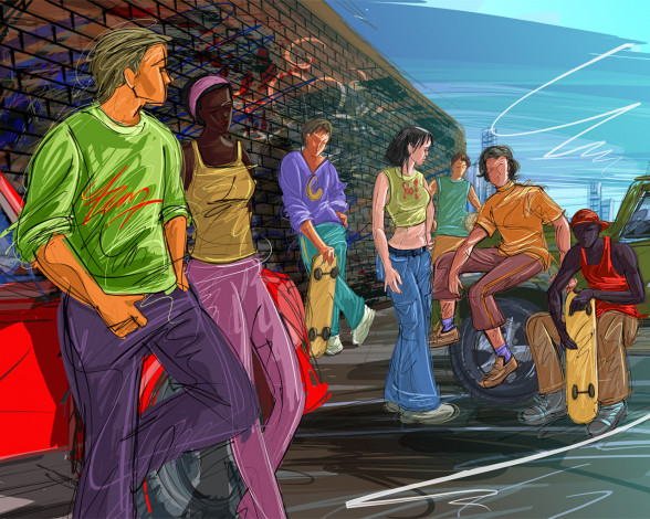 Обои картинки фото рисованные, люди