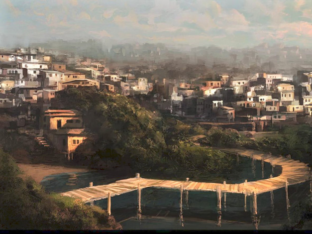 Обои картинки фото рисованные, города