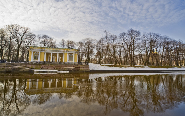 Обои картинки фото города, пейзажи, парк, река, небо