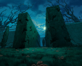 Картинка фэнтези иные+миры +иные+времена трава ночь лабиринт мир иной