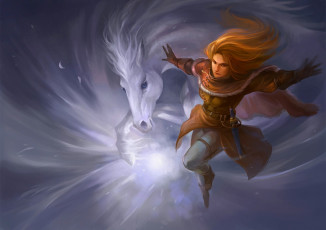 Картинка фэнтези девушки девушка лошадь кинжал воин