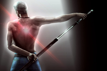 Картинка видео+игры devil+may+cry+4 тату меч парень руки свет сияние спина белые волосы воин