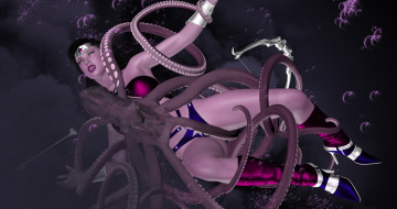 обоя 3д графика, fantasy , фантазия, супермен, восьминог