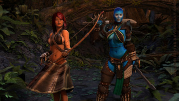 Картинка 3д+графика amazon+ амазонки лук девушка лес