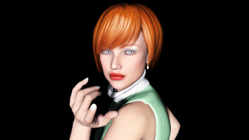 Картинка 3д+графика people+ люди девушка взгляд рыжая