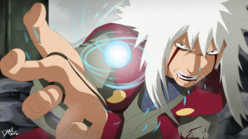Картинка аниме naruto рука разенган отшельник взгляд джирайя саннин белые волосы