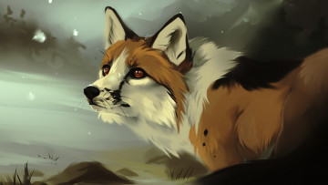 Картинка рисованные животные +лисы морда