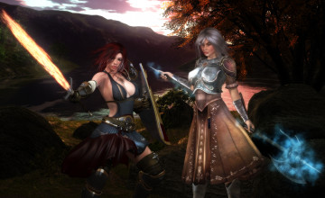 Картинка 3д+графика fantasy+ фантазия оружие девушки магия