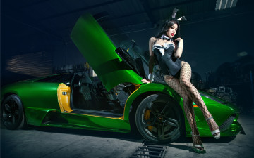 обоя автомобили, авто с девушками, азиатка, автомобиль, девушка