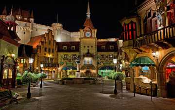 Картинка города диснейленд сша калифорния анахайм дизайн hdr ночь парки