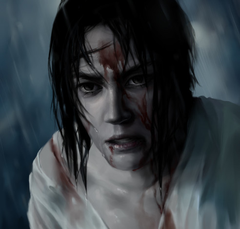 Обои картинки фото аниме, naruto, учиха, лицо, кровь, арт, саске