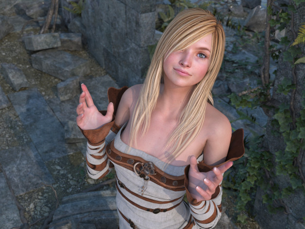 Обои картинки фото 3д графика, people , люди, блондинка, взгляд, девушка