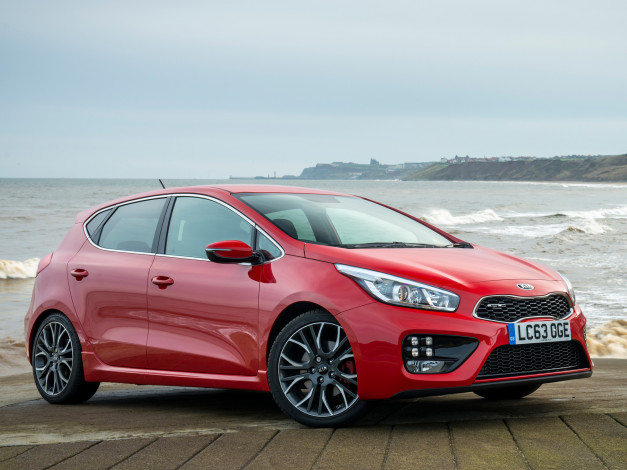 Обои картинки фото автомобили, kia, красный, 2013, uk-spec, gt, ceed