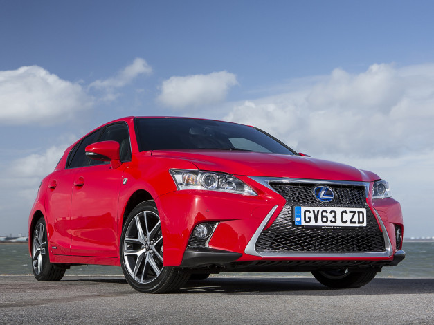 Обои картинки фото автомобили, lexus, ct, 200h, f-sport, uk-spec, 2014, красный