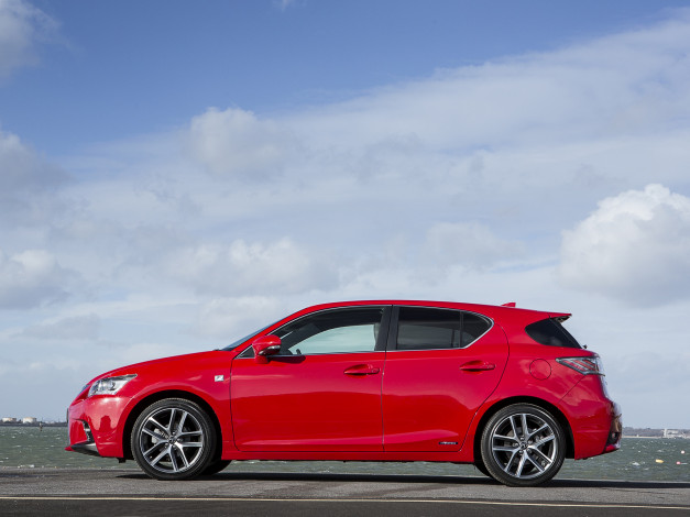 Обои картинки фото автомобили, lexus, ct, 200h, f-sport, uk-spec, 2014, красный
