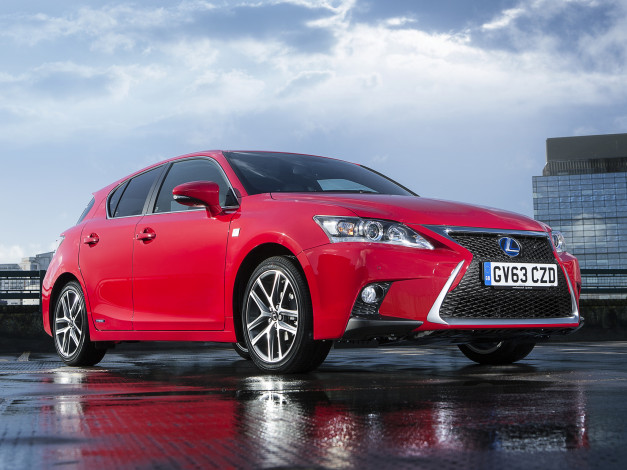 Обои картинки фото автомобили, lexus, ct, 200h, f-sport, uk-spec, 2014, красный